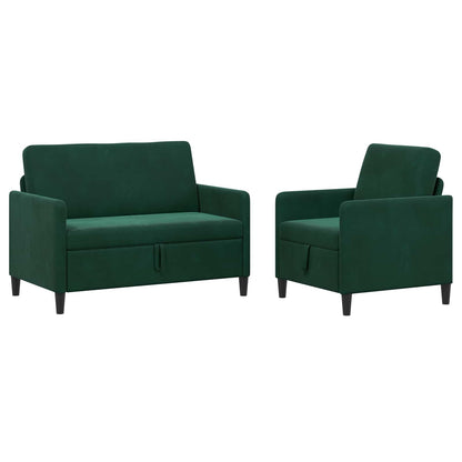 Bankenset met opbergruimte 2 st Donkergroen Polyester