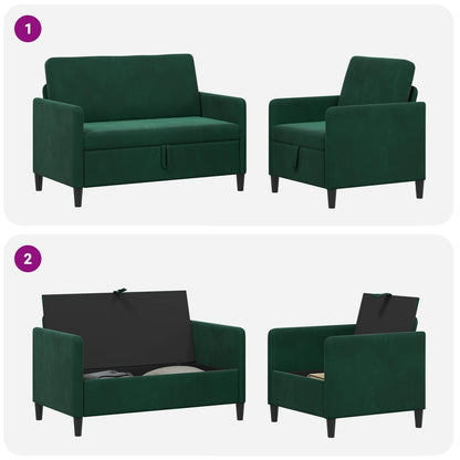 Bankenset met opbergruimte 2 st Donkergroen Polyester