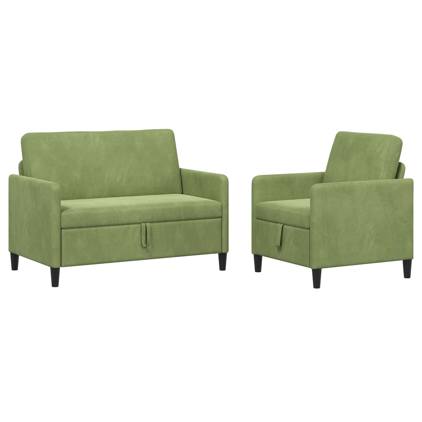Bankenset met opbergruimte 2 st Lichtgroen Polyester