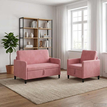 Bankenset met opbergruimte 2 st Roze Polyester