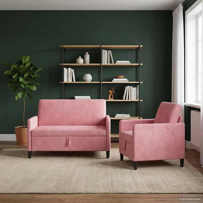 Bankenset met opbergruimte 2 st Roze Polyester