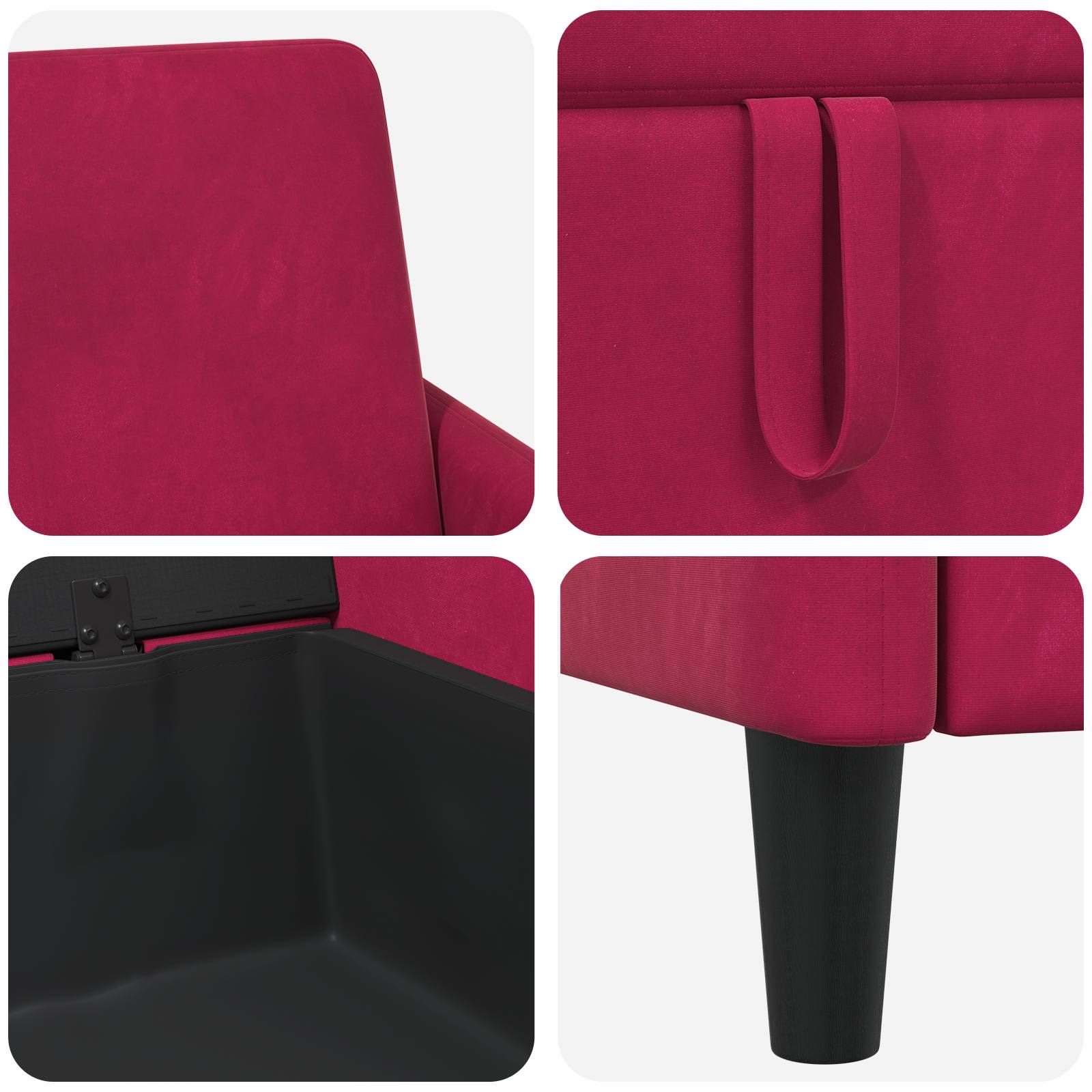 Bankenset met opbergruimte 2 st Wijnrood Polyester