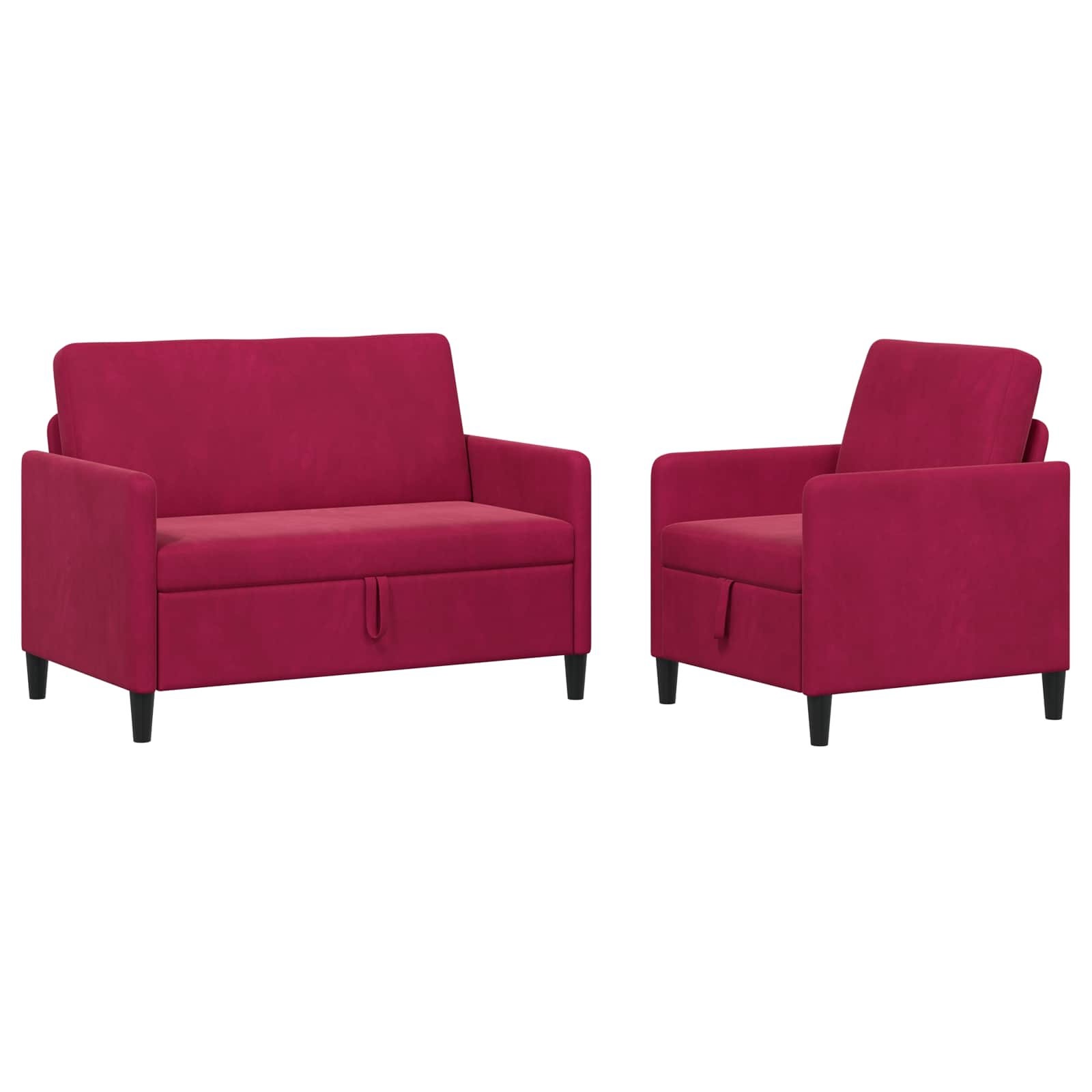 Bankenset met opbergruimte 2 st Wijnrood Polyester