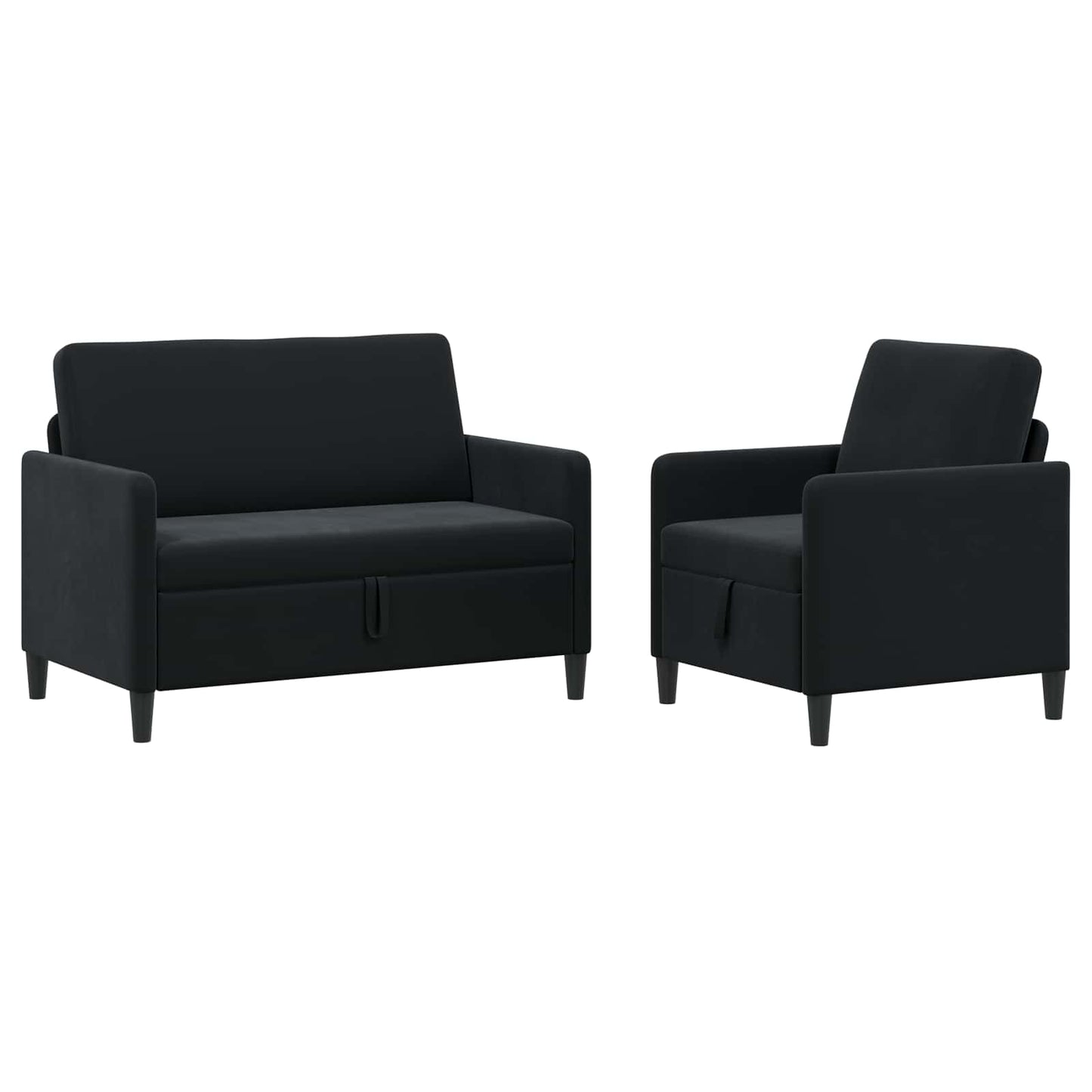Bankenset met opbergruimte 2 st Zwart Polyester