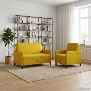 Bankenset 2 stuks geel polyester met opbergruimte