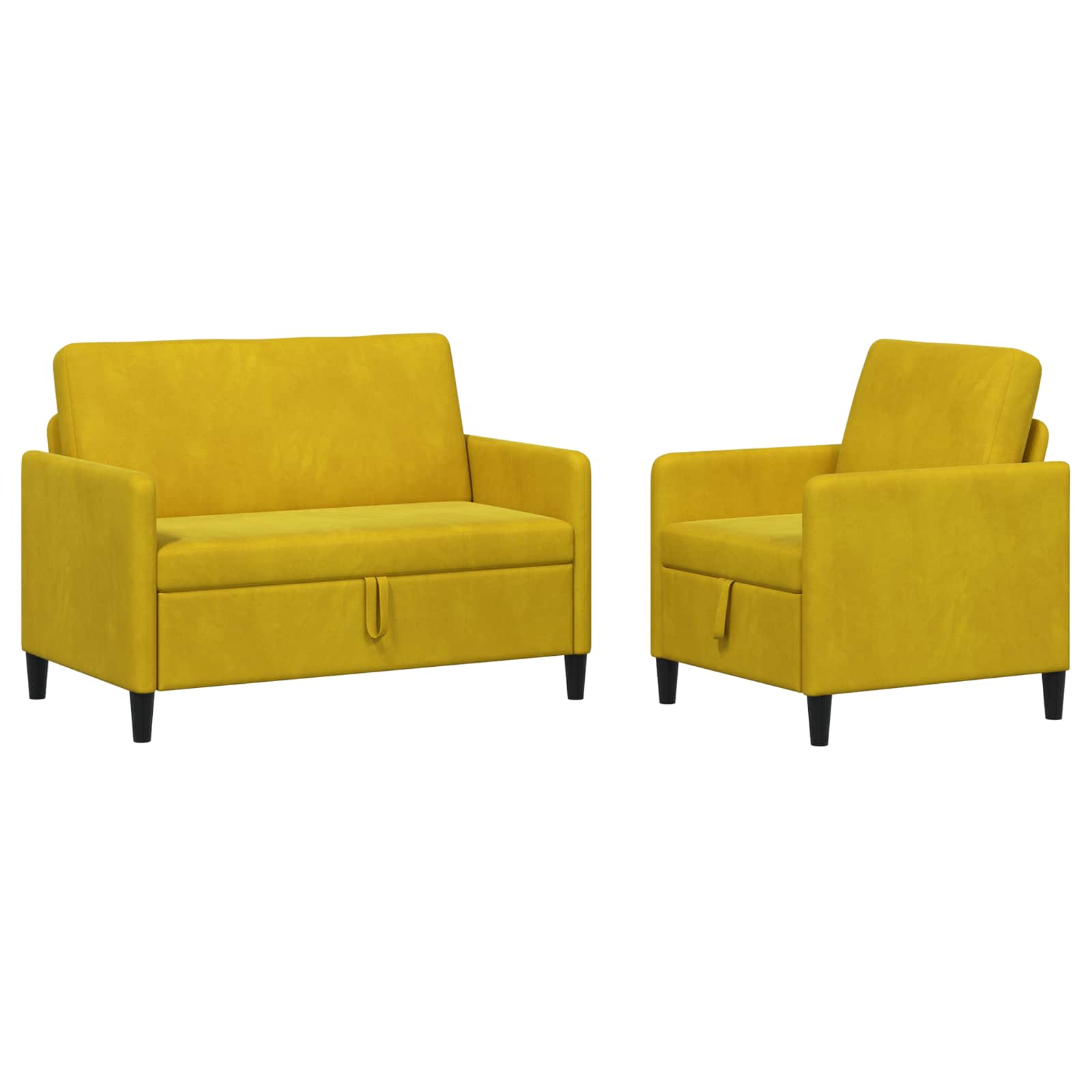 Bankenset met opbergruimte 2 st Geel Polyester
