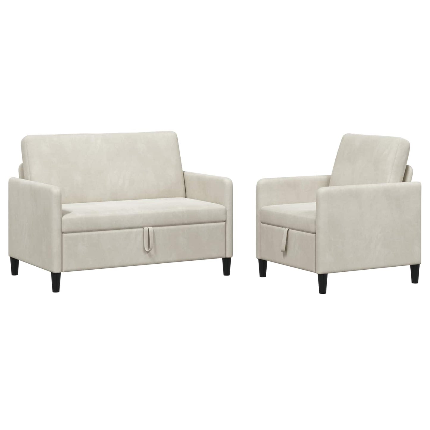 Bankenset met opbergruimte 2 st Crèmekleurig Polyester