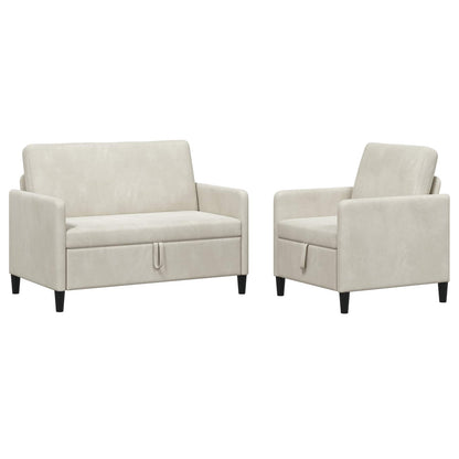 Bankenset met opbergruimte 2 st Crèmekleurig Polyester
