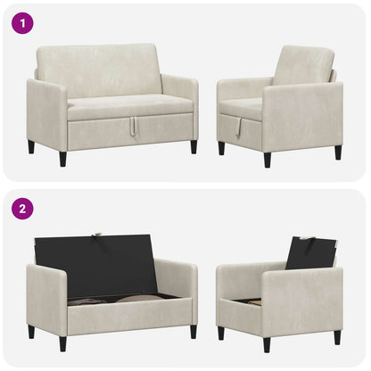 Bankenset met opbergruimte 2 st Crèmekleurig Polyester