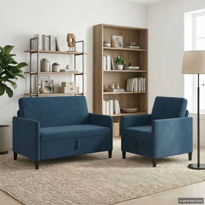 Bankenset met opbergruimte 2 st Blauw Polyester
