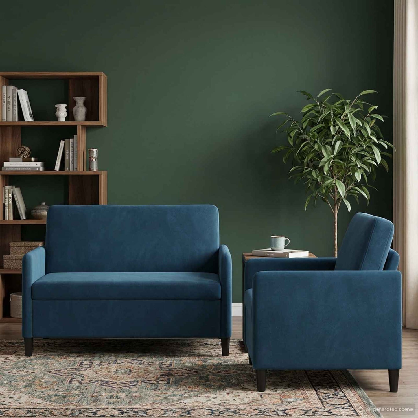 Bankenset met opbergruimte 2 st Blauw Polyester