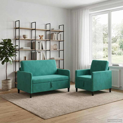Bankenset met opbergruimte 2 st Turquoise Polyester