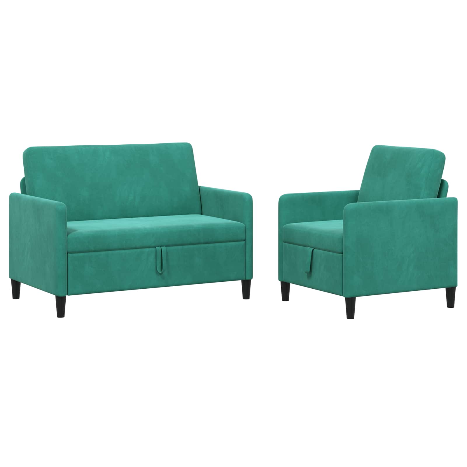 Bankenset met opbergruimte 2 st Turquoise Polyester