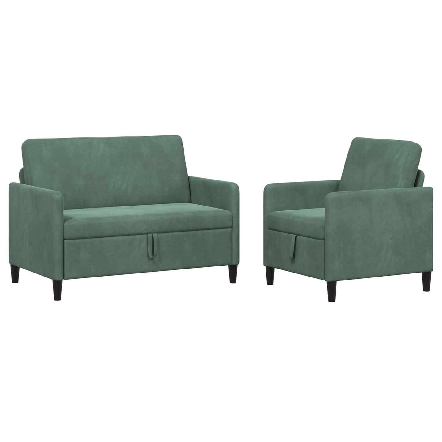 Bankenset met opbergruimte 2 st Zeegroen Polyester