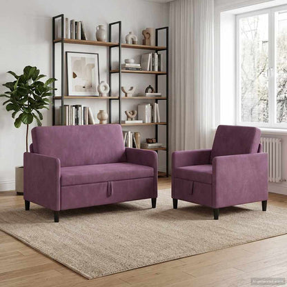 Bankenset met opbergruimte 2 st Paars Polyester
