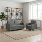 Bench Set with Storage 2 pcs Dark Grey Polyester