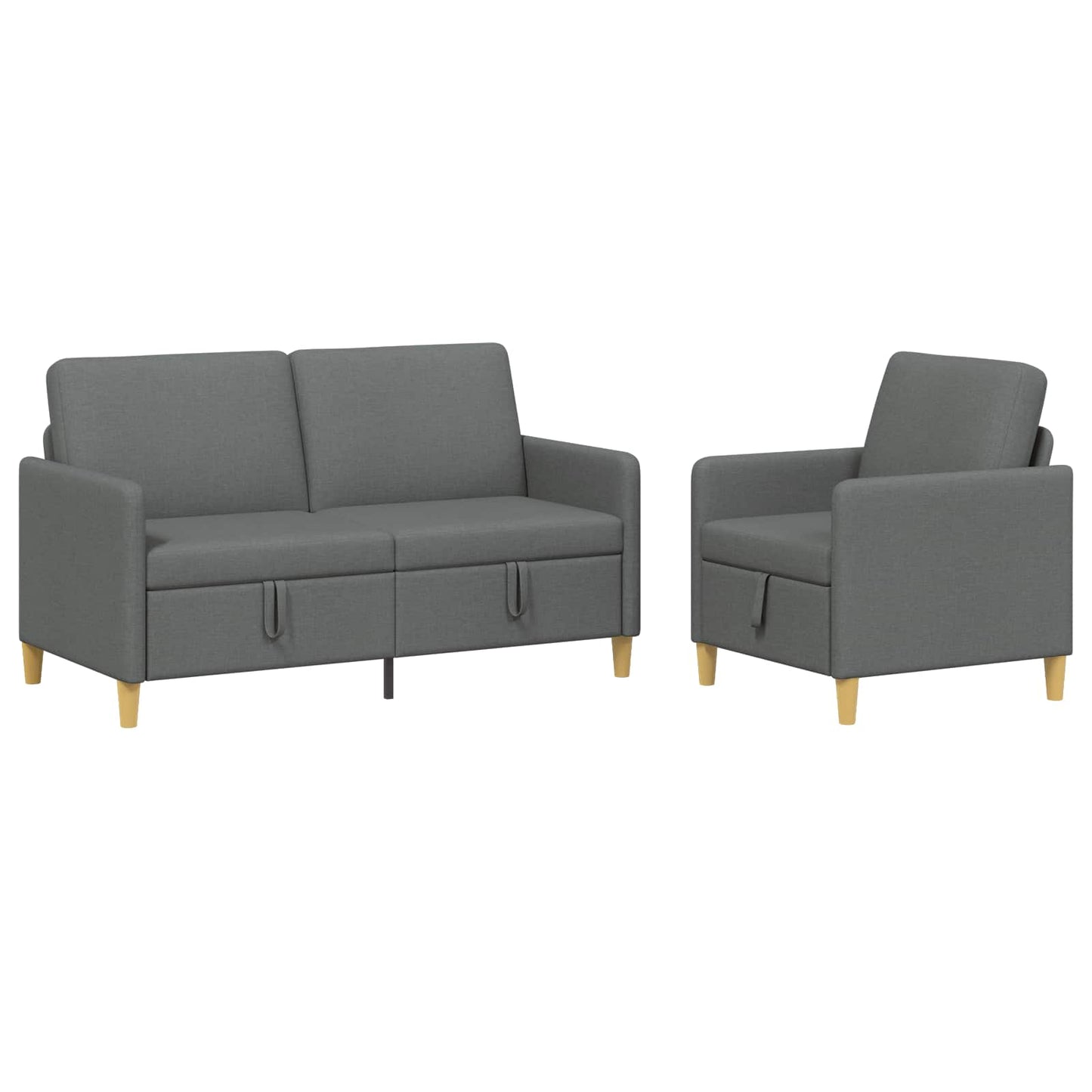 Bankenset met opbergruimte 2 pcs Donkergrijs Polyester