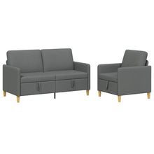 Bankenset met opbergruimte 2 pcs Donkergrijs Polyester