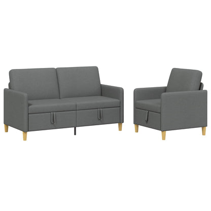 Bankenset met opbergruimte 2 pcs Donkergrijs Polyester