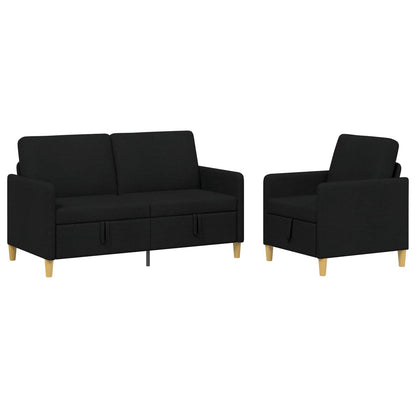 Bankenset met opbergruimte 2 pcs Zwart Polyester