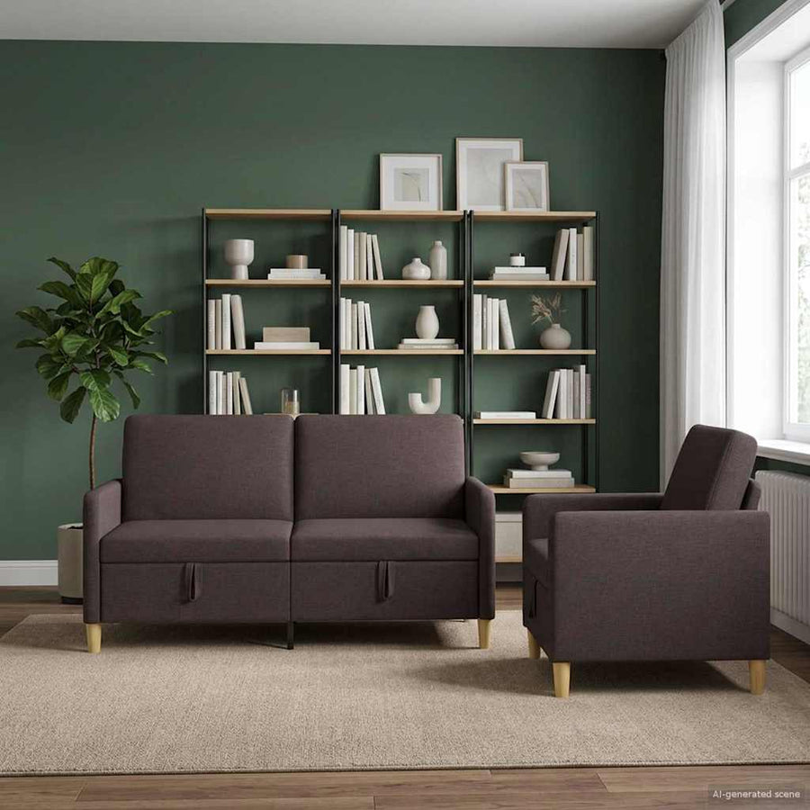 Bankenset met opbergruimte 2 pcs Donkerbruin Polyester