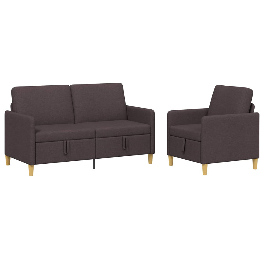 Bankenset met opbergruimte 2 pcs Donkerbruin Polyester
