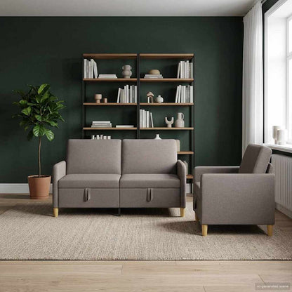 Bankenset met opbergruimte 2 pcs Taupe Polyester