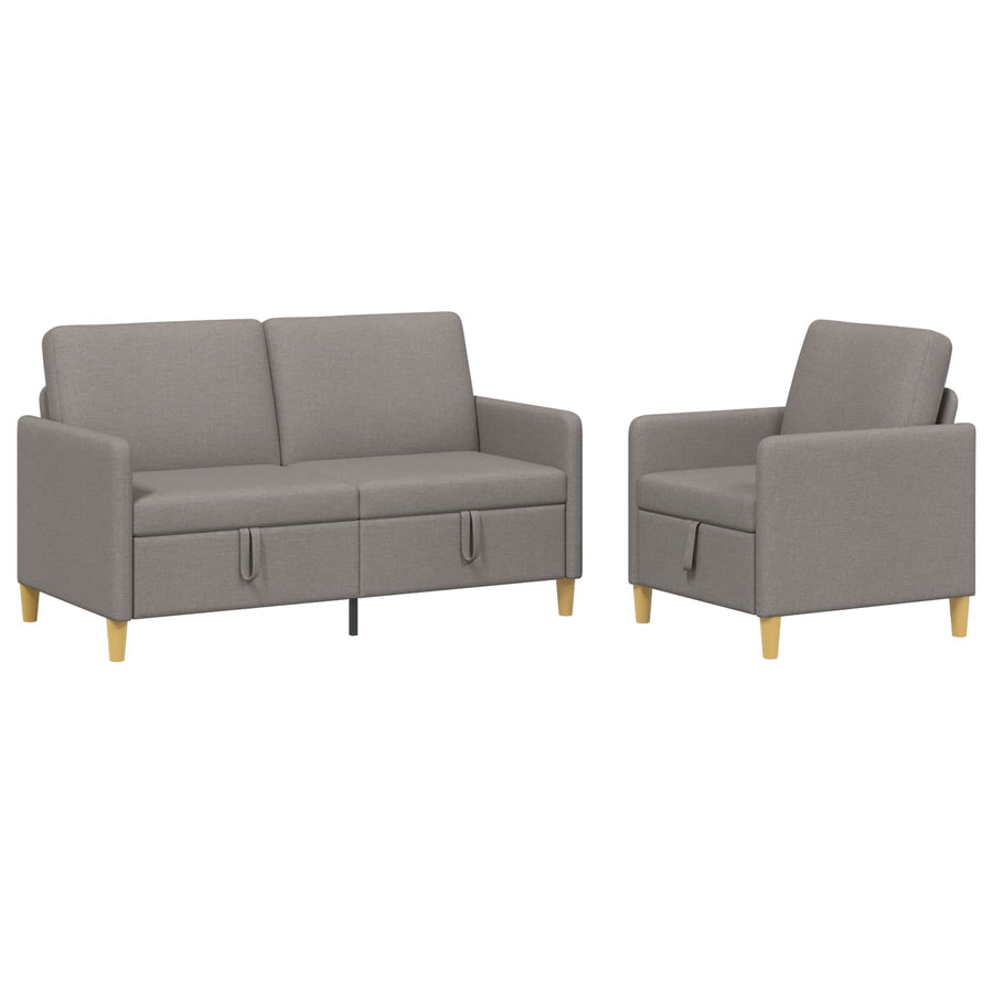 Bankenset met opbergruimte 2 pcs Taupe Polyester