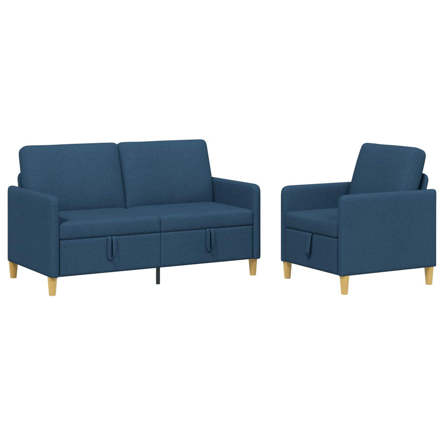 Bankenset met opbergruimte 2 pcs Blauw Polyester