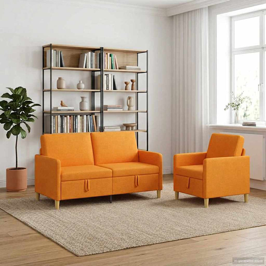 Bankenset met opbergruimte 2 pcs Donkergeel Polyester