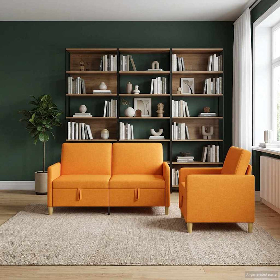 Bankenset met opbergruimte 2 pcs Donkergeel Polyester