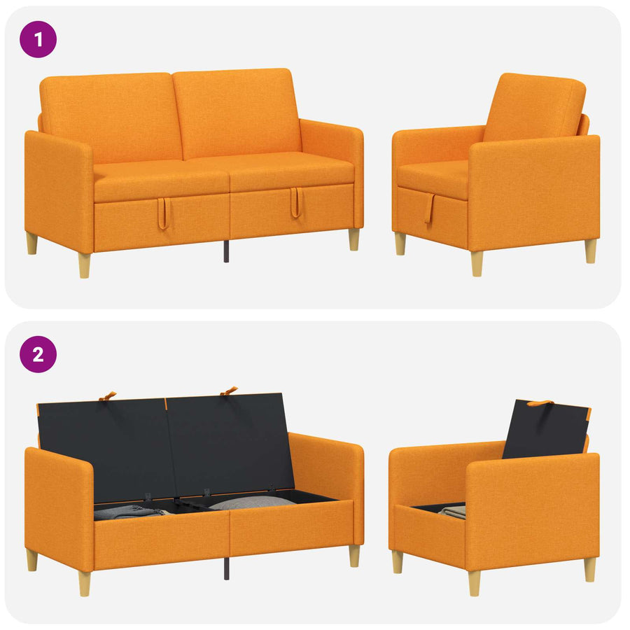 Bankenset met opbergruimte 2 pcs Donkergeel Polyester