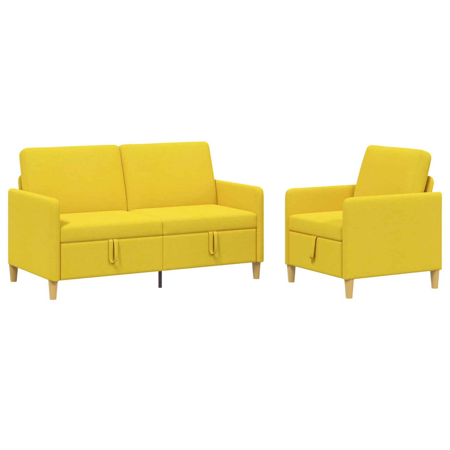 Bankenset met opbergruimte 2 pcs Lichtgeel Polyester