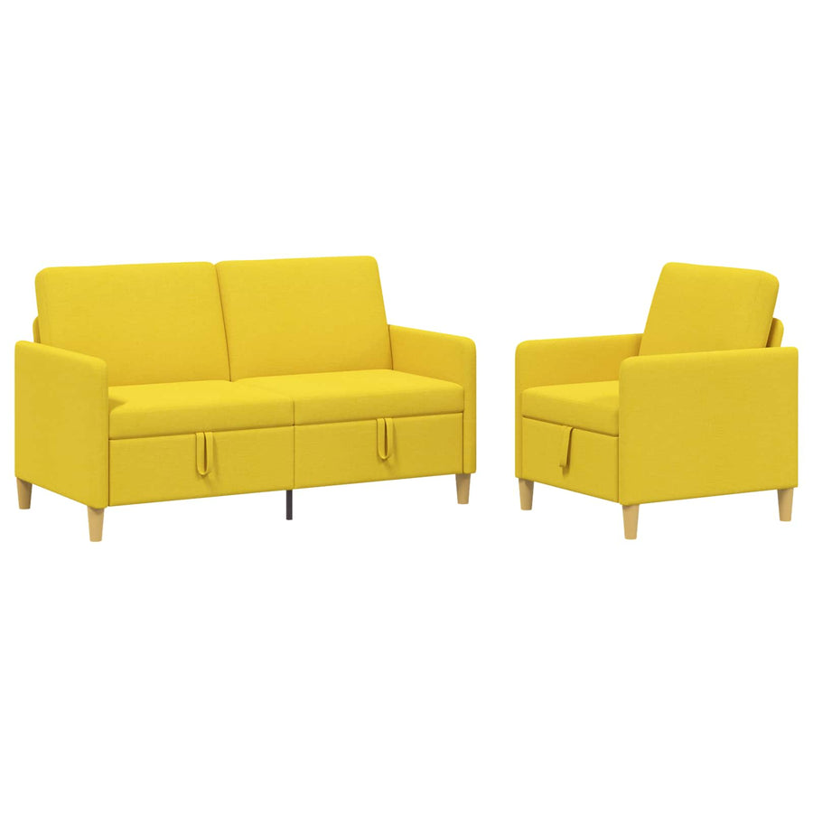 Bankenset met opbergruimte 2 pcs Lichtgeel Polyester