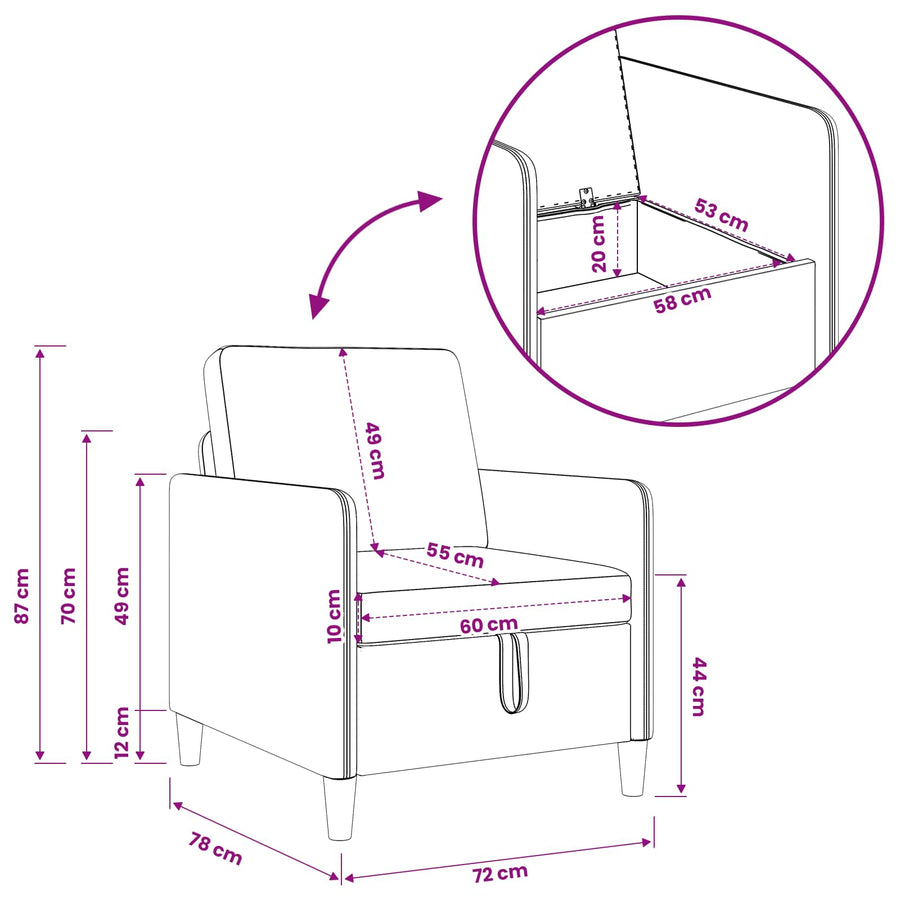 Bankenset met opbergruimte 2 pcs Lichtgeel Polyester