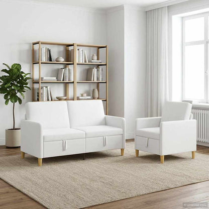 Bankenset met opbergruimte 2 pcs Wit Polyester