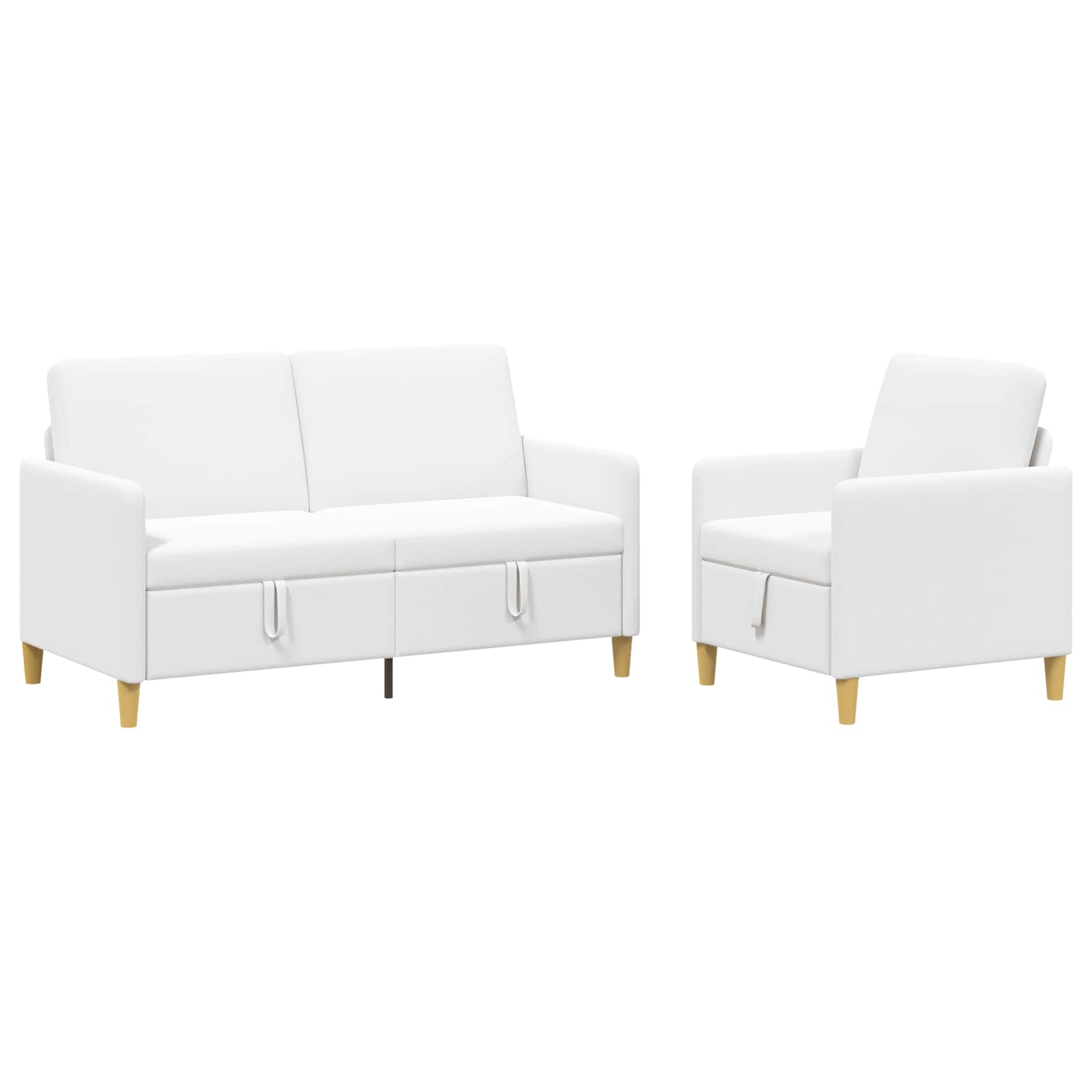 Bankenset met opbergruimte 2 pcs Wit Polyester