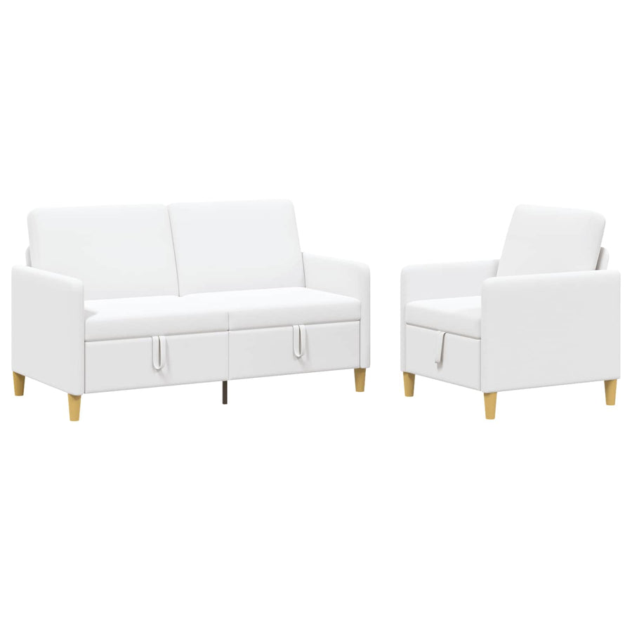 Bankenset met opbergruimte 2 pcs Wit Polyester