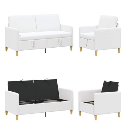 Bankenset met opbergruimte 2 pcs Wit Polyester