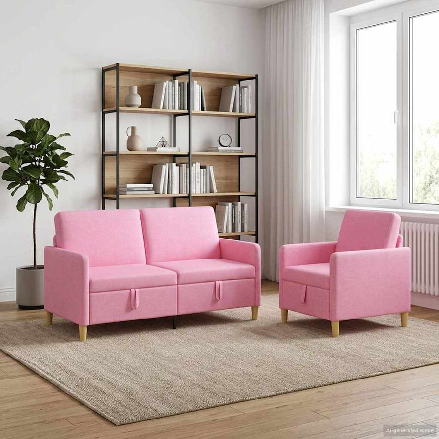Bankenset met opbergruimte 2 pcs Roze Polyester
