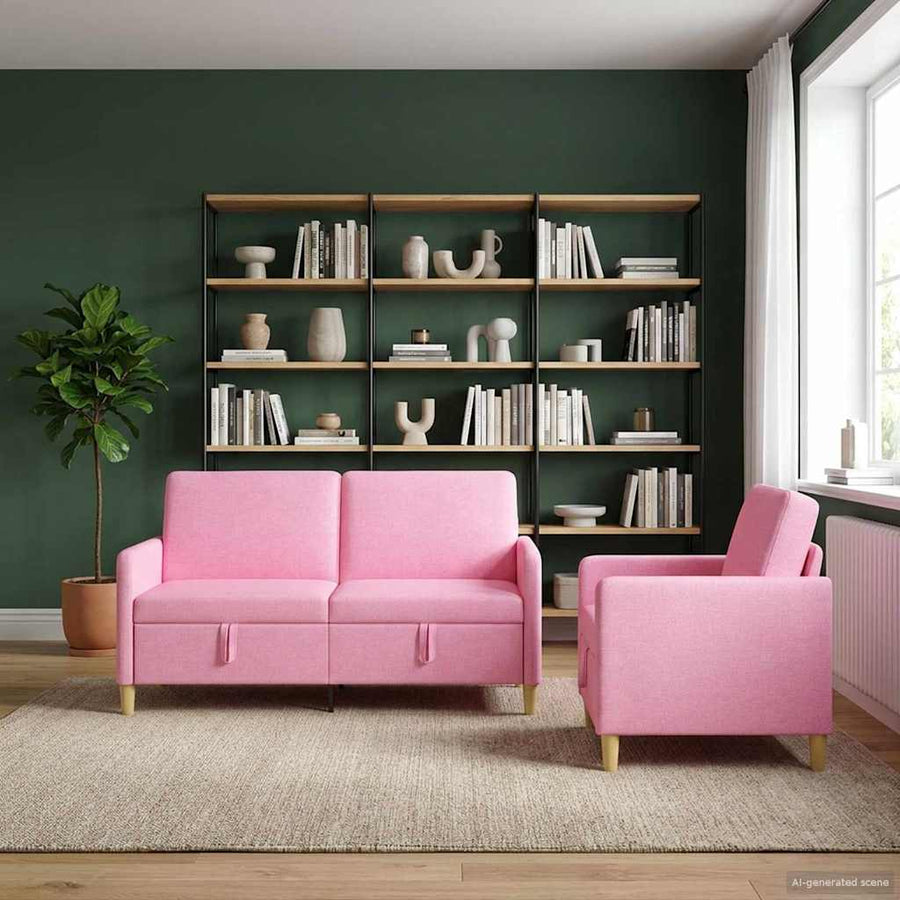 Bankenset met opbergruimte 2 pcs Roze Polyester