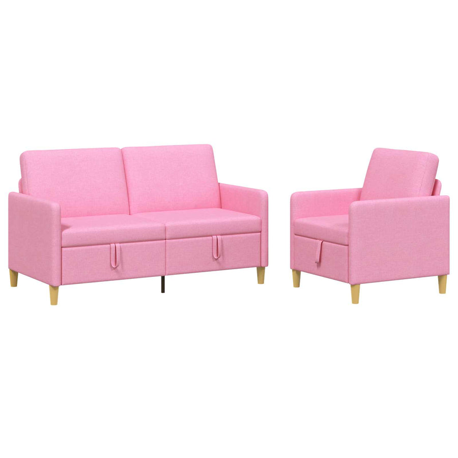 Bankenset met opbergruimte 2 pcs Roze Polyester
