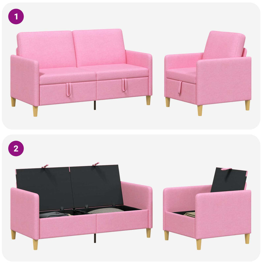 Bankenset met opbergruimte 2 pcs Roze Polyester