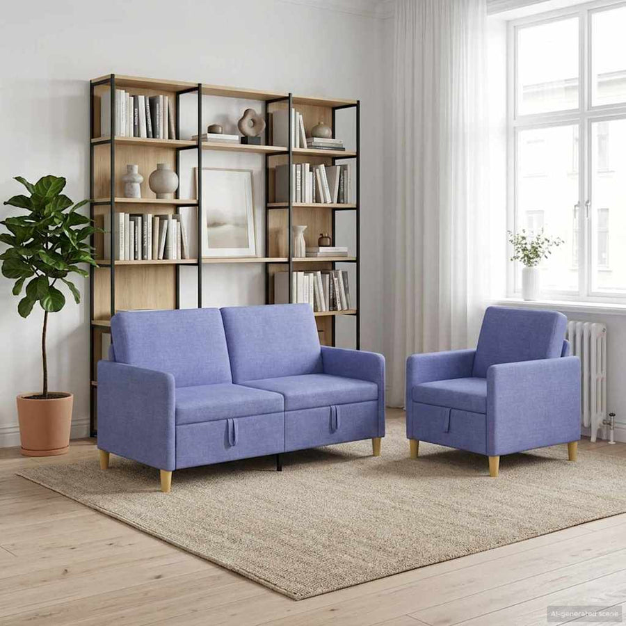 Bankenset met opbergruimte 2 pcs Jeans Blauw Polyester