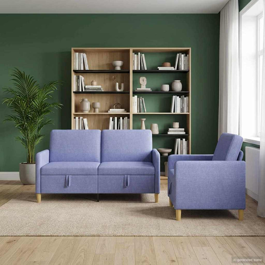 Bankenset met opbergruimte 2 pcs Jeans Blauw Polyester