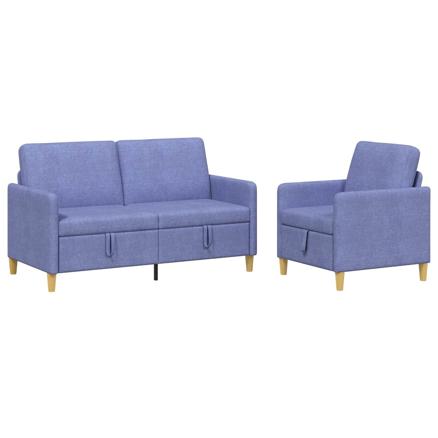 Bankenset met opbergruimte 2 pcs Jeans Blauw Polyester