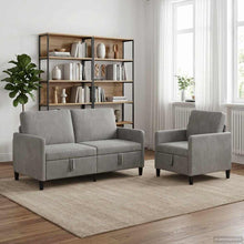Bankenset met opbergruimte 2 st Lichtgrijs Polyester