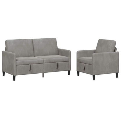 Bankenset met opbergruimte 2 st Lichtgrijs Polyester