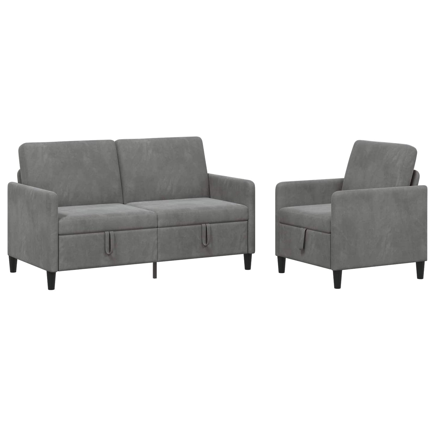 Bankenset met opbergruimte 2 st Donkergrijs Polyester