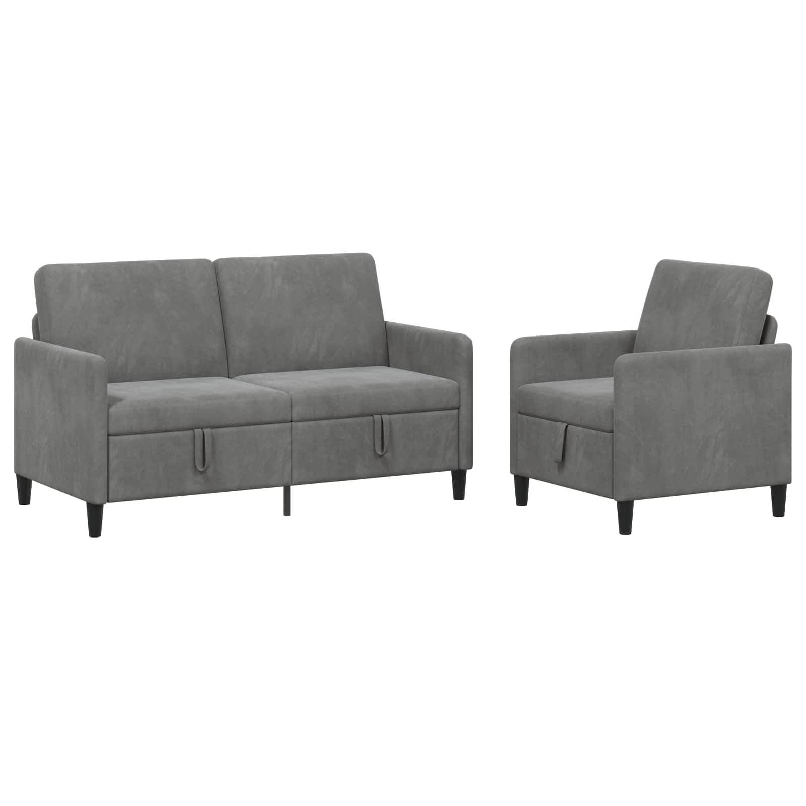 Bankenset met opbergruimte 2 st Donkergrijs Polyester
